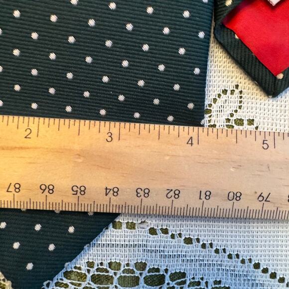 Vintage Gentry Beau Brummell Mens Repp Necktie Green Mini Dot Wide Polyester Y2K - Picture 11 of 11